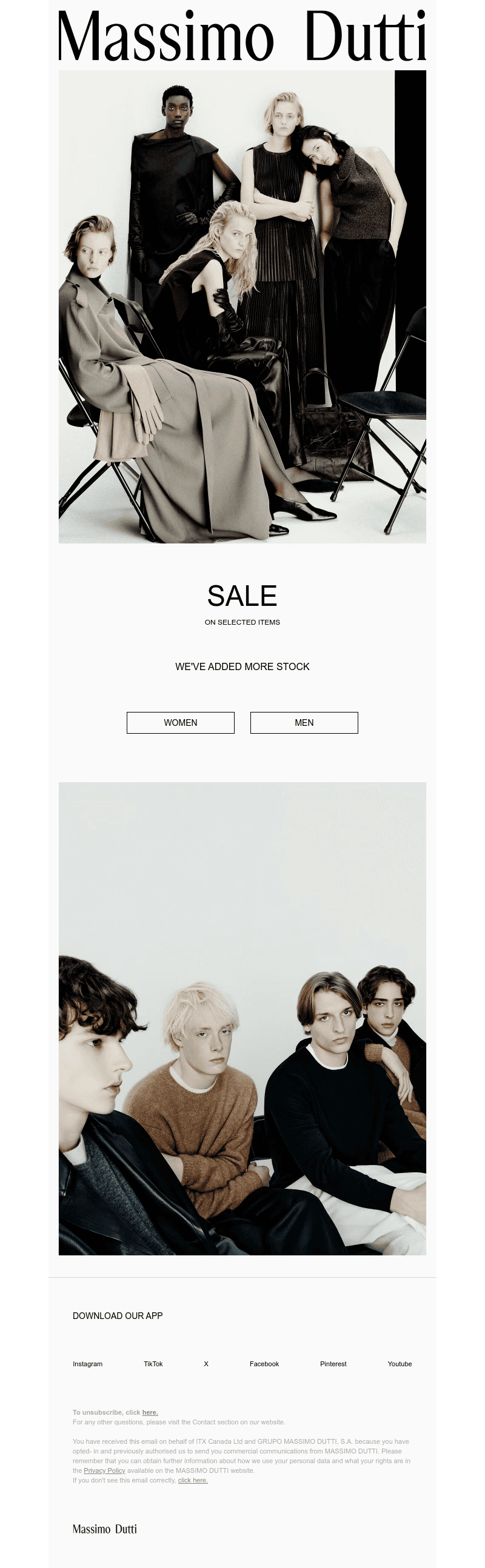 Email from Massimo Dutti CA